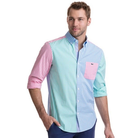 Vineyard Vines Carleton Gingham Party Stretch Classic Fit Tucker Shirt - Picture 1 of 9